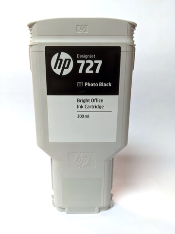 HP 727 Photo Black Ink Cartridge 300ml F9J79A - Partially Used - 55% FULL MINIMUM