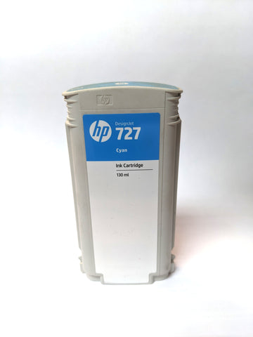 HP 727 Cyan Ink Cartridge 130 ml B3P19A - Partially Used - 55% FULL MINIMUM