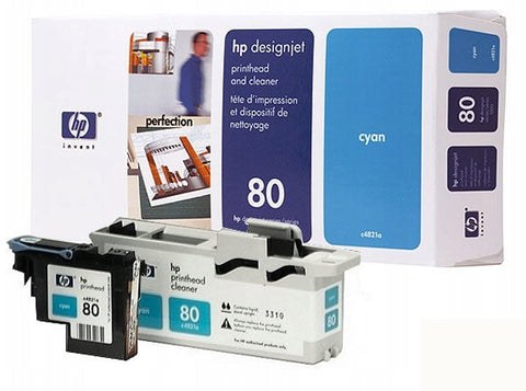 HP 80 Designjet Cyan Print Head & Cleaner C4821A New OEM