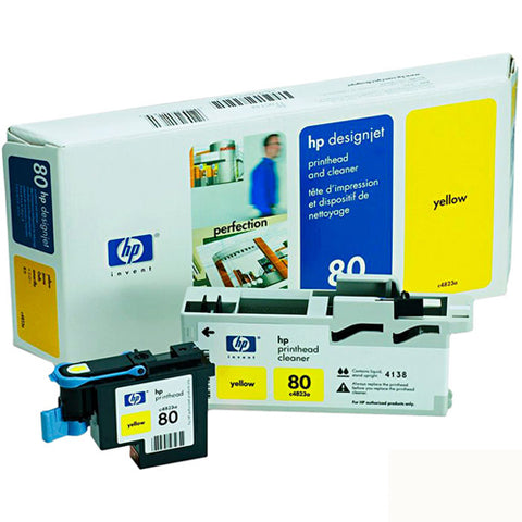 HP 80 Designjet Yellow Print Head & Cleaner C4823A New OEM