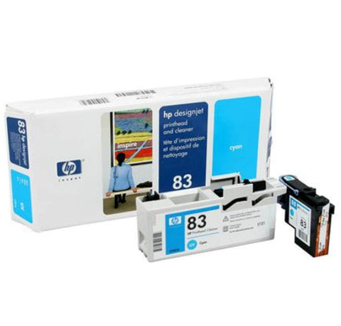 HP 83 Designjet 5000 5500 UV Cyan Print Head & Cleaner C4961A New OEM