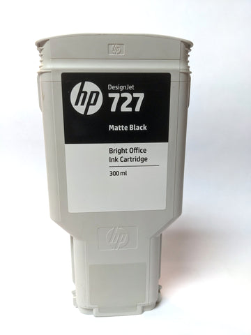 HP 727 Matte Black Ink Cartridge 300ml C1Q12A - Partially Used