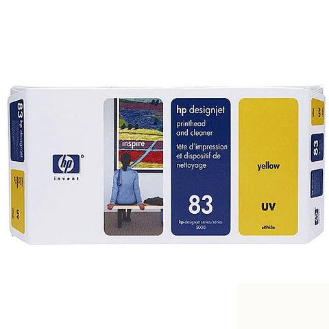 HP 83 Designjet Yellow UV Print Head & Cleaner C4963A New OEM